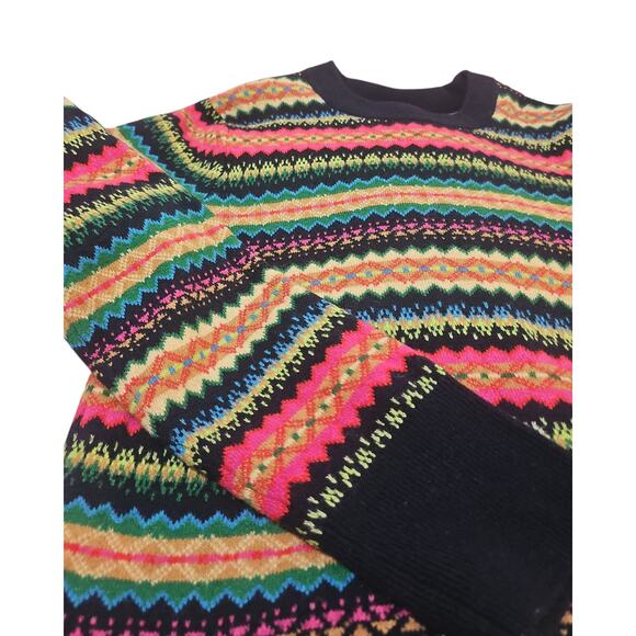 Gap Cashsoft Crewneck Sweater Fair Isle Womens Medium Tall Navy Pink - Picture 3 of 9